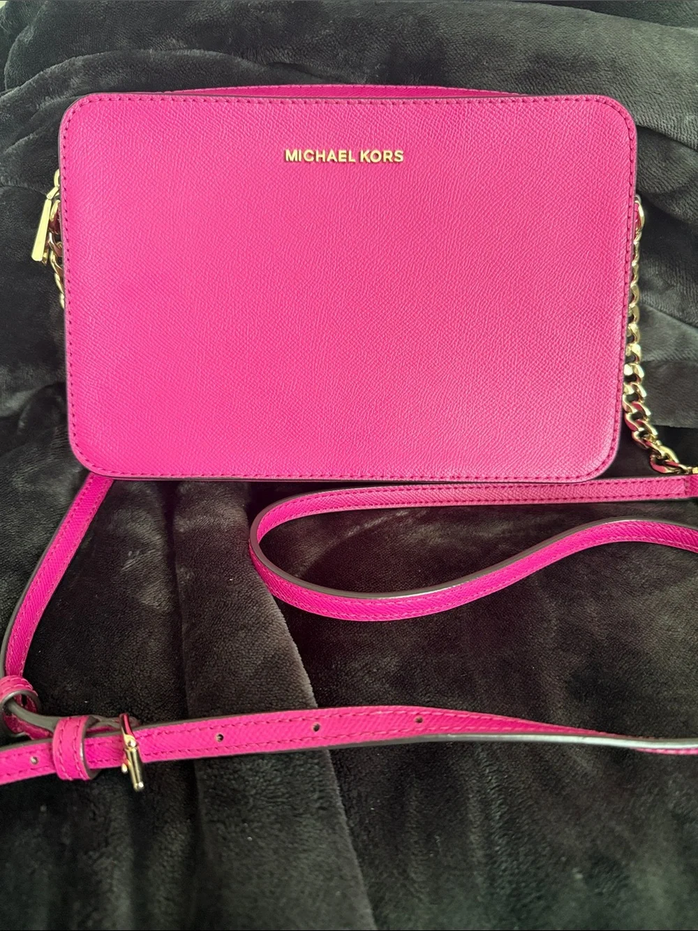 Michael Kors Hot Pink/ Fuchsia Jet Saffiano Leather Crossbody